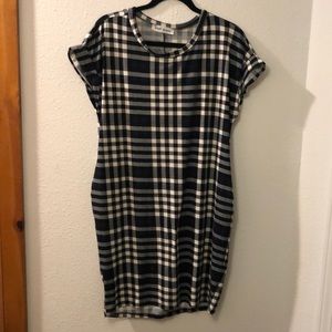 Brigitte Brianna Sexy modest plaid T-shirt dress